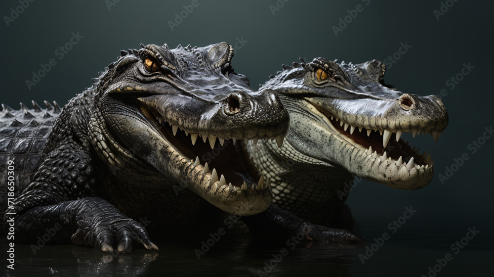 Fototapeta premium Portrait of a beautiful young couple, isolated on black background.