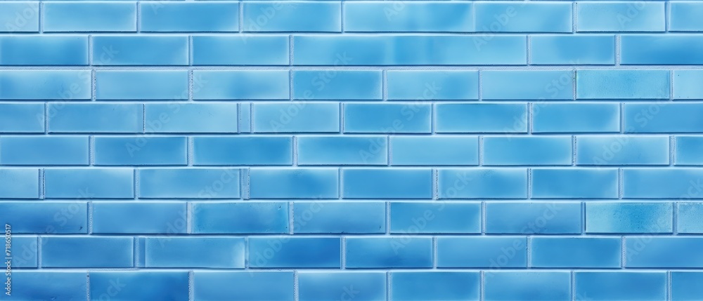 Blue light brick subway tiles ceramic wall texture, creating a wide tile background for banners and panoramas, Ai Generated. Blue light brick subway tiles ceramic wall texture, creating a wide tile background for banners and panoramas, Ai Generated.