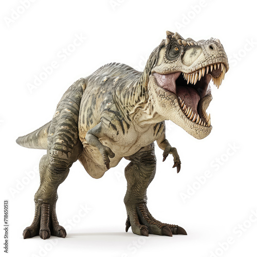 An image depicting a dinosaur  clearly set against a white backdrop  Ai Generated