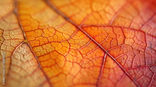 Detailed macro shot of autumn leaves showcasing texture and vein patterns  Ai Generated