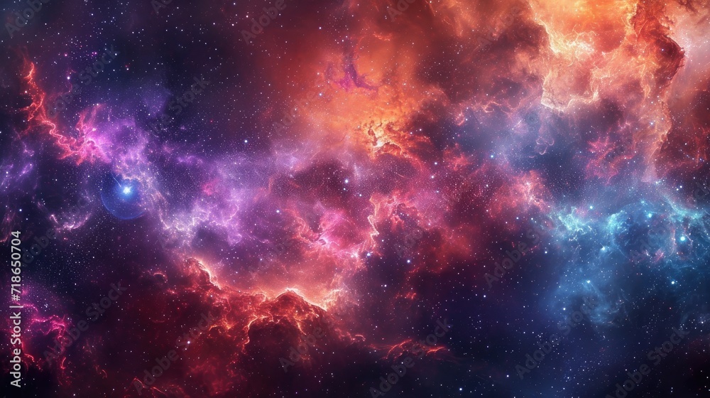 Cosmic nebula background, displaying vibrant colors in a galaxy setting, Ai Generated