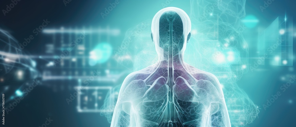 Exploring the future of medical research and lung health care with biometrics, Ai Generated.