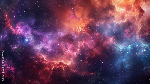 Cosmic nebula background, displaying vibrant colors in a galaxy setting, Ai Generated