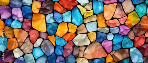 Abstract mosaic stone wall or floor texture featuring bold and colorful hues, Ai Generated. photo
