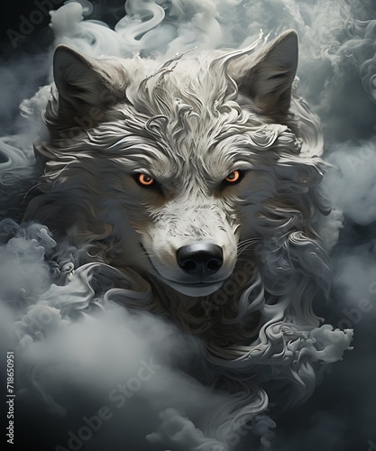 Beautiful Swirling Smoke Wolf