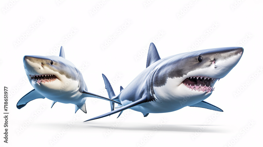 3D rendered illustration of a great white shark. Isolated on white.