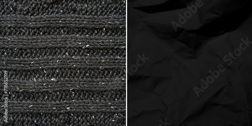 Black color tiled fabric texture as background photo