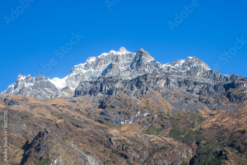 Rocky Mountain view Captured in Kanchenjunga trek Nepal.