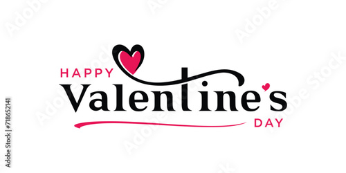 Happy Valentine's day text, hand lettering typography poster . Romantic quote postcard, card, invitation, banner template. Vector illustration.