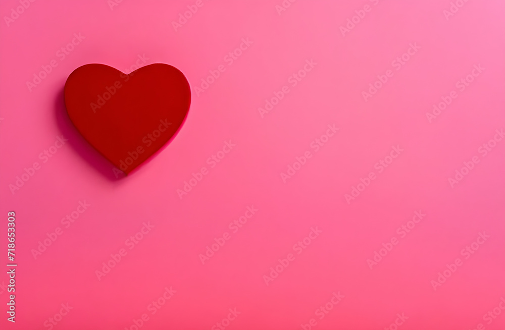 Red paper hearts on pink background. Valentine's day concept.