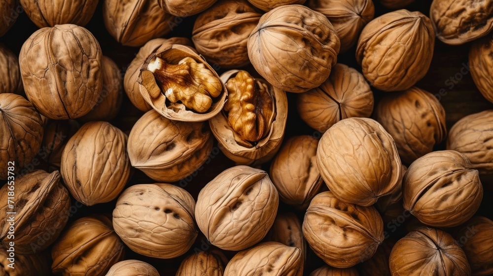 Background with walnuts nuts. Top view of nuts Background with walnuts nuts. Top view of nuts