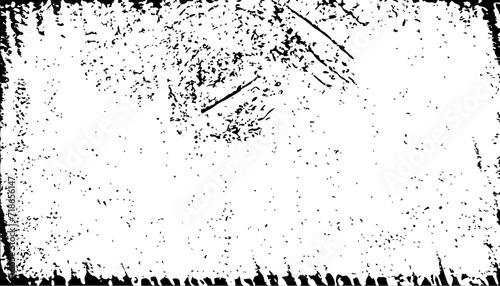 Black and White Grunge Vector frame, distressed texture border.