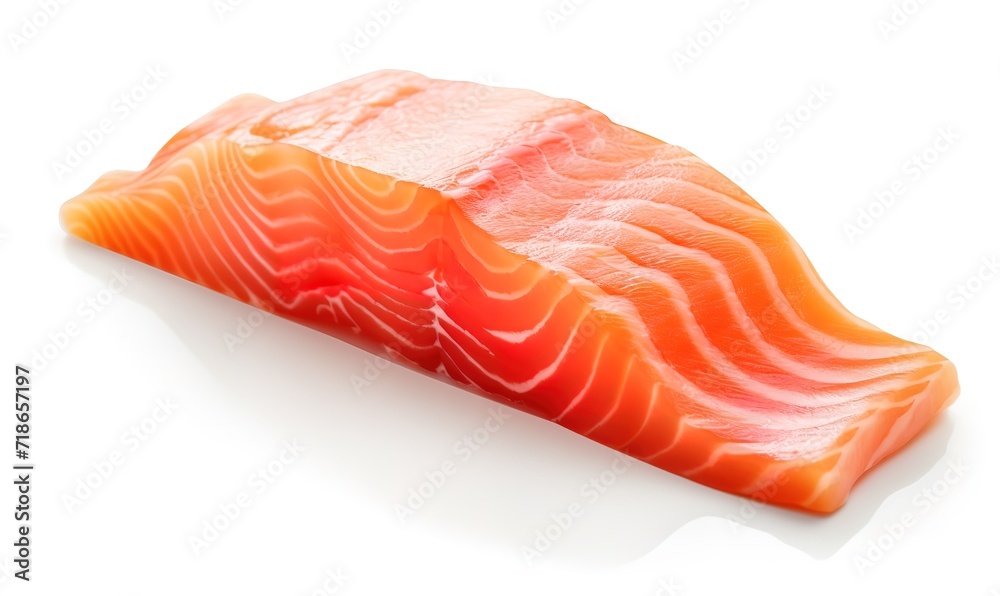 Fresh salmon slices on a white background. generative AI