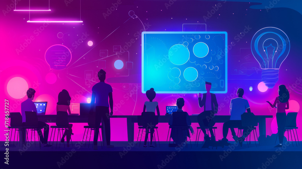 Abstract illustration representing the benefits of ed tech and online learning technologies in society Abstract illustration representing the benefits of ed tech and online learning technologies in society