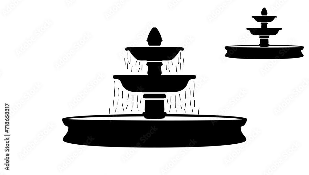Fountain sign, black isolated silhouette Fountain sign, black isolated silhouette