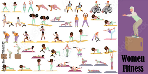 Diversity women doing full body workout