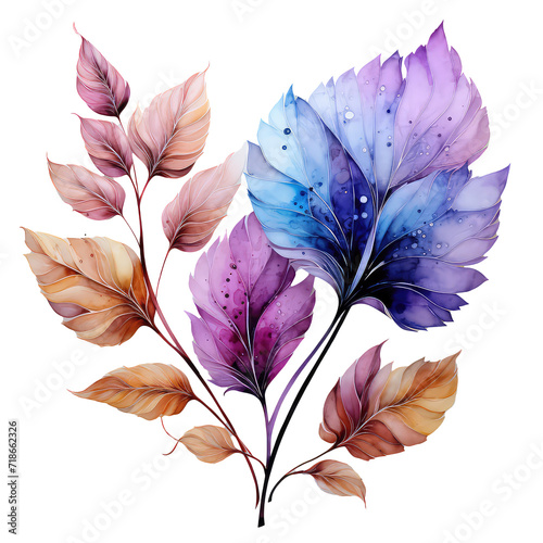 Magical watercolor leaves fall summer spring illustration