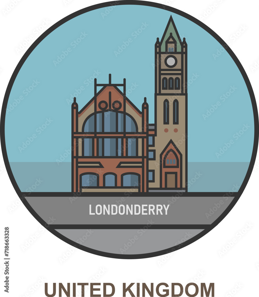 Londonderry. Cities and towns in United Kingdom Londonderry. Cities and towns in United Kingdom