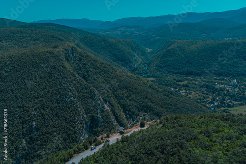 Kanjon une viewed from above, small river close to Martin Brod in Bosnia and Hercegovina, known also for nice waterfalls on Una river and Manastir Rmanj