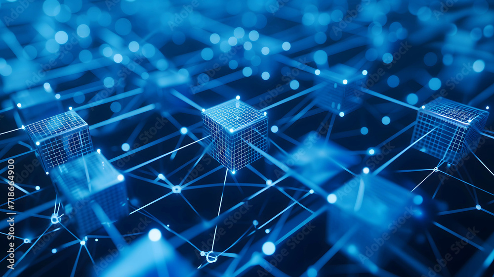 Obraz premium digital blockchain connection background, blockchain the new technology transfer digital information, currency and big data connection concept