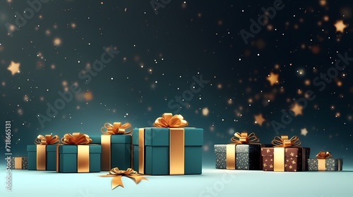 Gift background. Copy space with Christmas gifts, holiday or birthday © ma