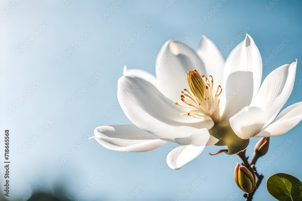 white magnolia flower on bokeh background, beauty concept