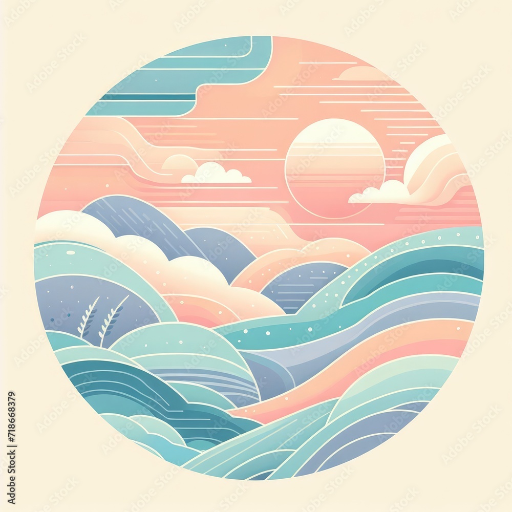 Naklejka premium Pastel Serenity: Embracing Beauty in Soft and Calm Tones