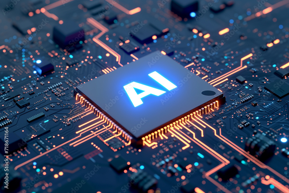 An artificial intelligence chip - obrazy, fototapety, plakaty 