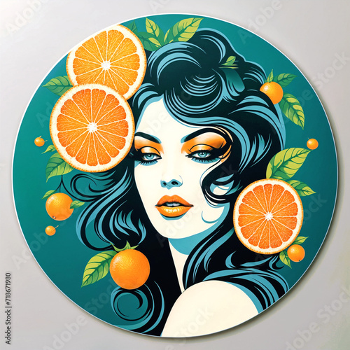 Orange summer lady vector art. Citrus Chic  Vector Summer Lady. Sunny Elegance in Orange Hues. Fashionable Citrus Grace  Vector Art. Vibrant Summer Portrait in Vector. Modern Style  Orange Summer Lady