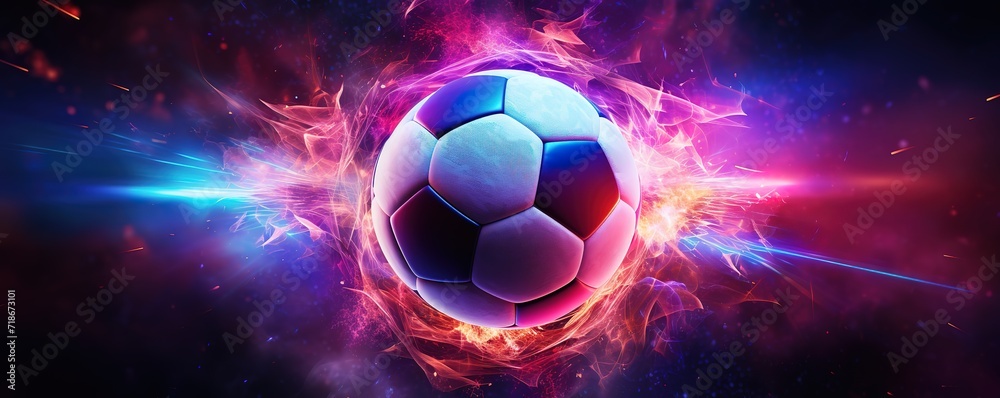 Fototapeta premium A floating ball with red and blue fire effects. generative AI