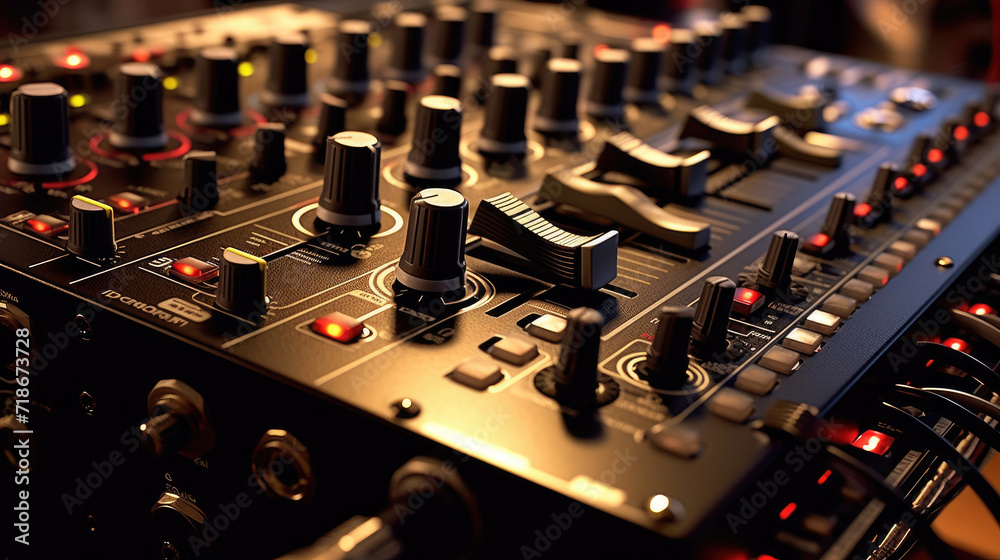 Close - up photo of a DJ mixer