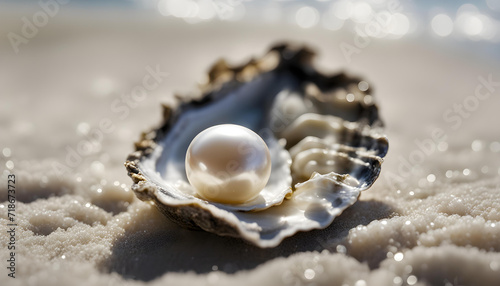 pearl necklace on the beach © Md