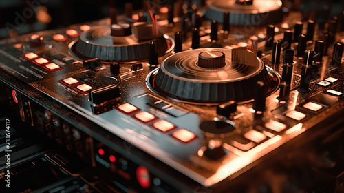 Close - up photo of a DJ mixer