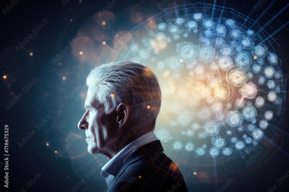 Obraz premium Brain puzzle, thinker person, intellectual challenges and puzzles for cognitive engagement and brain health, brain structure, memory puzzle neurons, mindful logic, brain strategy vision and consulting