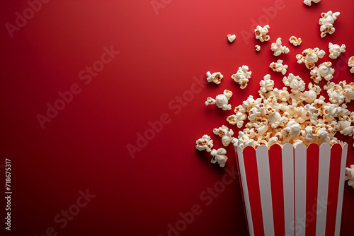 popcorn on a red background