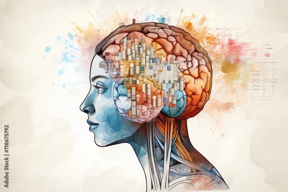 Obraz premium Brain puzzle, thinker person, intellectual challenges and puzzles for cognitive engagement and brain health, brain structure, memory puzzle neurons, mindful logic, brain strategy vision and consulting