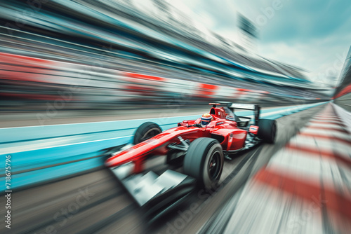 high-speed racing car, blurred image