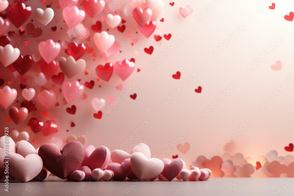 Sweet Embrace Soft Pink Background Adorned with Floating Hearts Sweet Embrace Soft Pink Background Adorned with Floating Hearts
