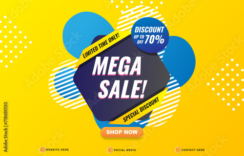 limited mega sale discount template banner with copy space for product sale with abstract gradient yellow background design