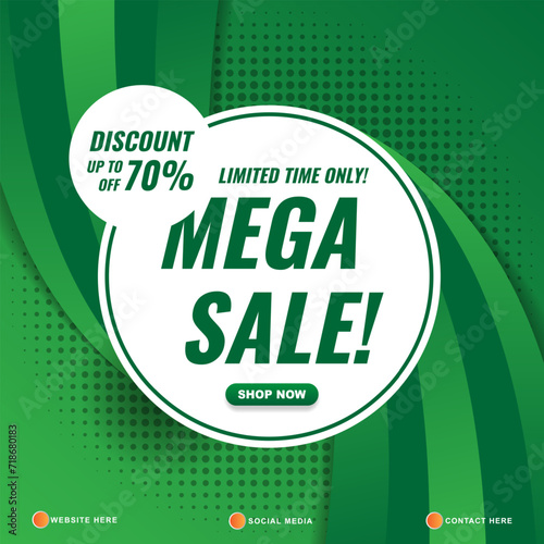 limited mega sale template banner with copy space for product sale with abstract gradient green background design