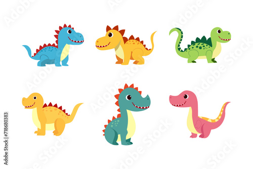 cute dino vector illustration. Dino funny character cartoon element design © DISTROLOGO