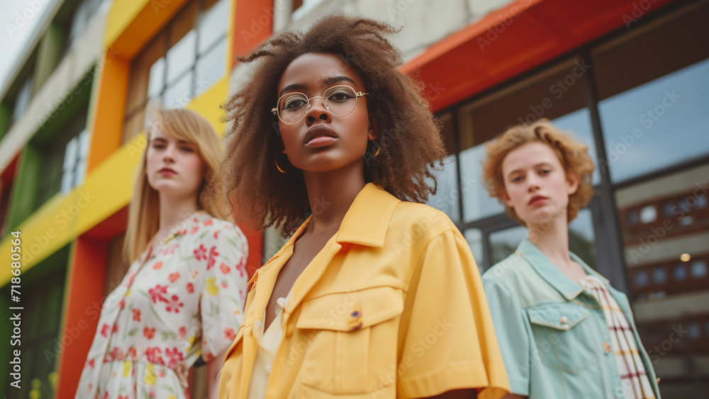 Fashionable Trio in Bold Summer Outfits Fashionable Trio in Bold Summer Outfits