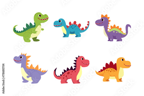cute dino vector illustration. Dino funny character cartoon element design © DISTROLOGO