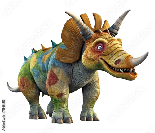 3D illustration cartoon animal dinosaur  cute dino character toy  with transparent background  generative ai