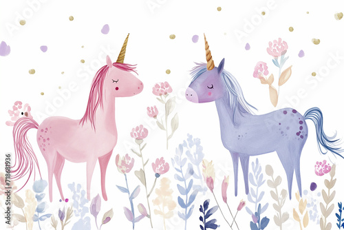 Two cute unicorns