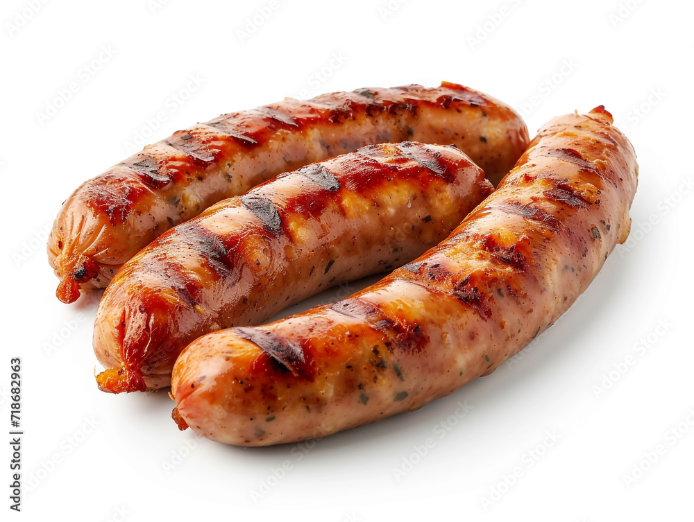 Sausages isolated on white background in minimalist style.
Sausages isolated on white background in minimalist style.
