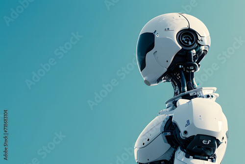 Ai Robot in blue background with copy space