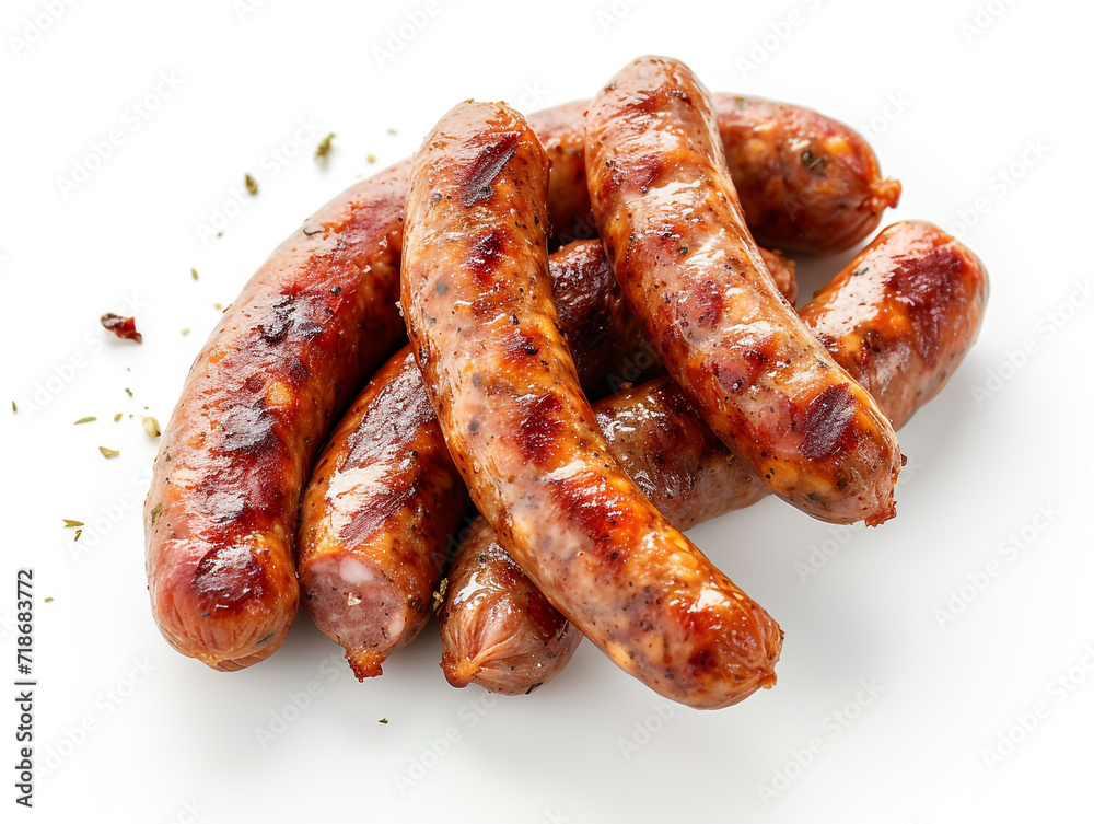 Sausages isolated on white background in minimalist style.
Sausages isolated on white background in minimalist style.