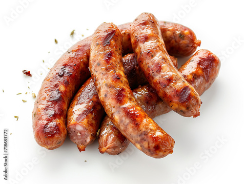 Sausages isolated on white background in minimalist style. 