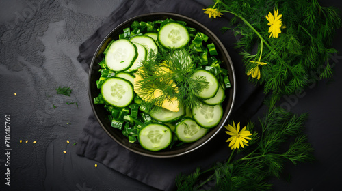 Green salad vegan meal. Kale salad leaves